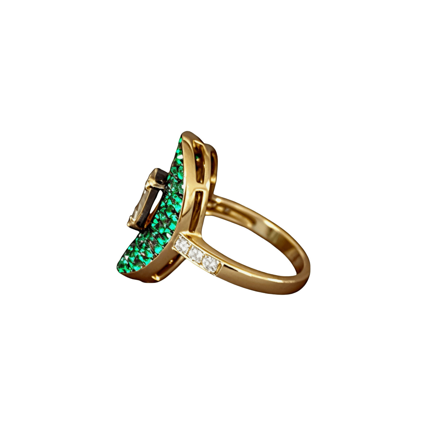 Illusion Cut Emerald Ring - Soleil Leon