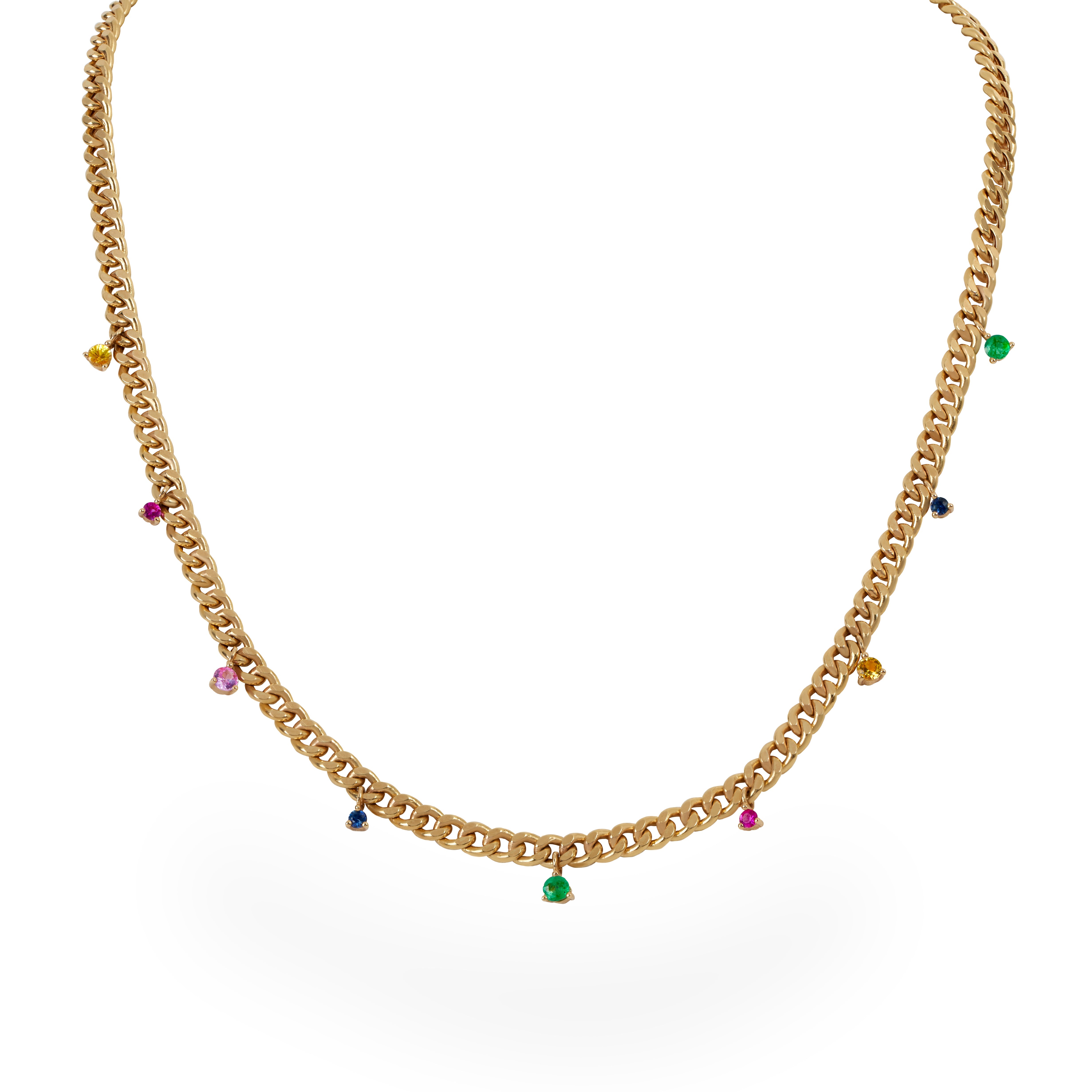 RAINBOW CUBAN CHAIN NECKLACE - Soleil Fine Jewelry