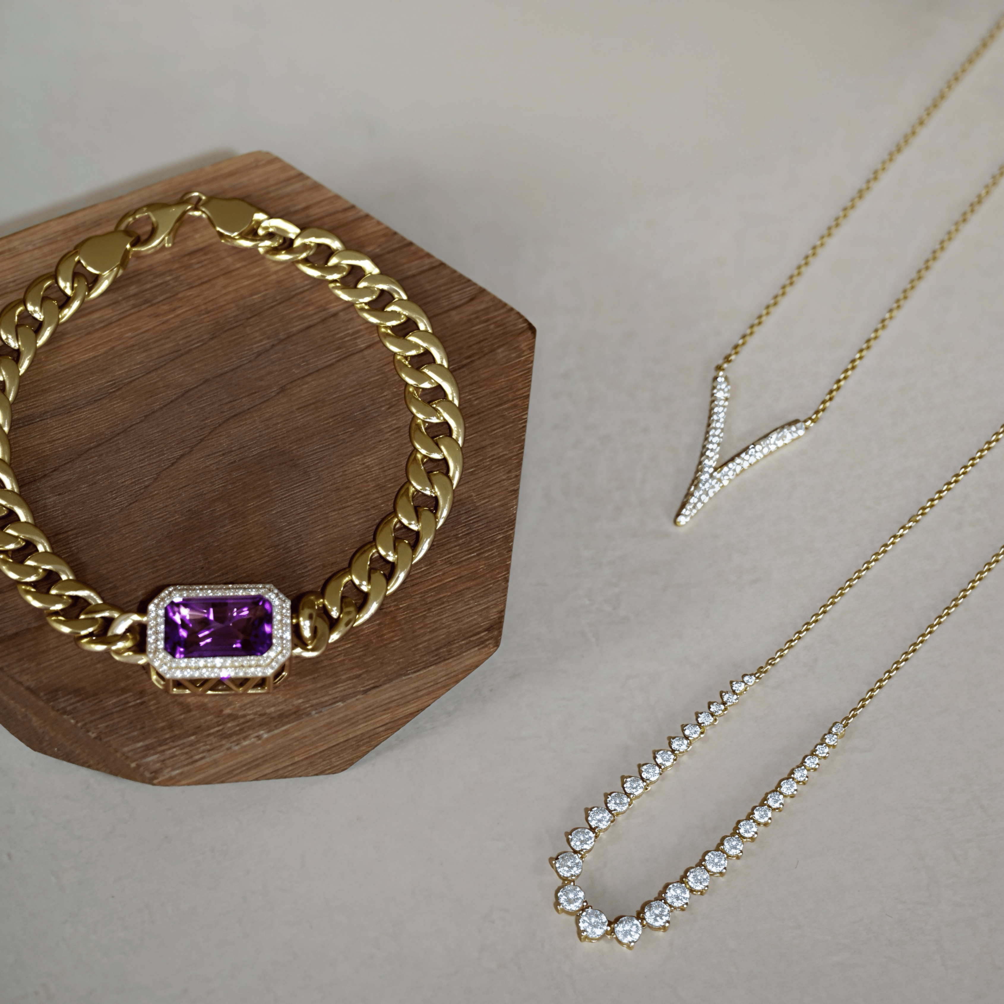 AMETHYST CHAIN BRACELET - Soleil Leon
