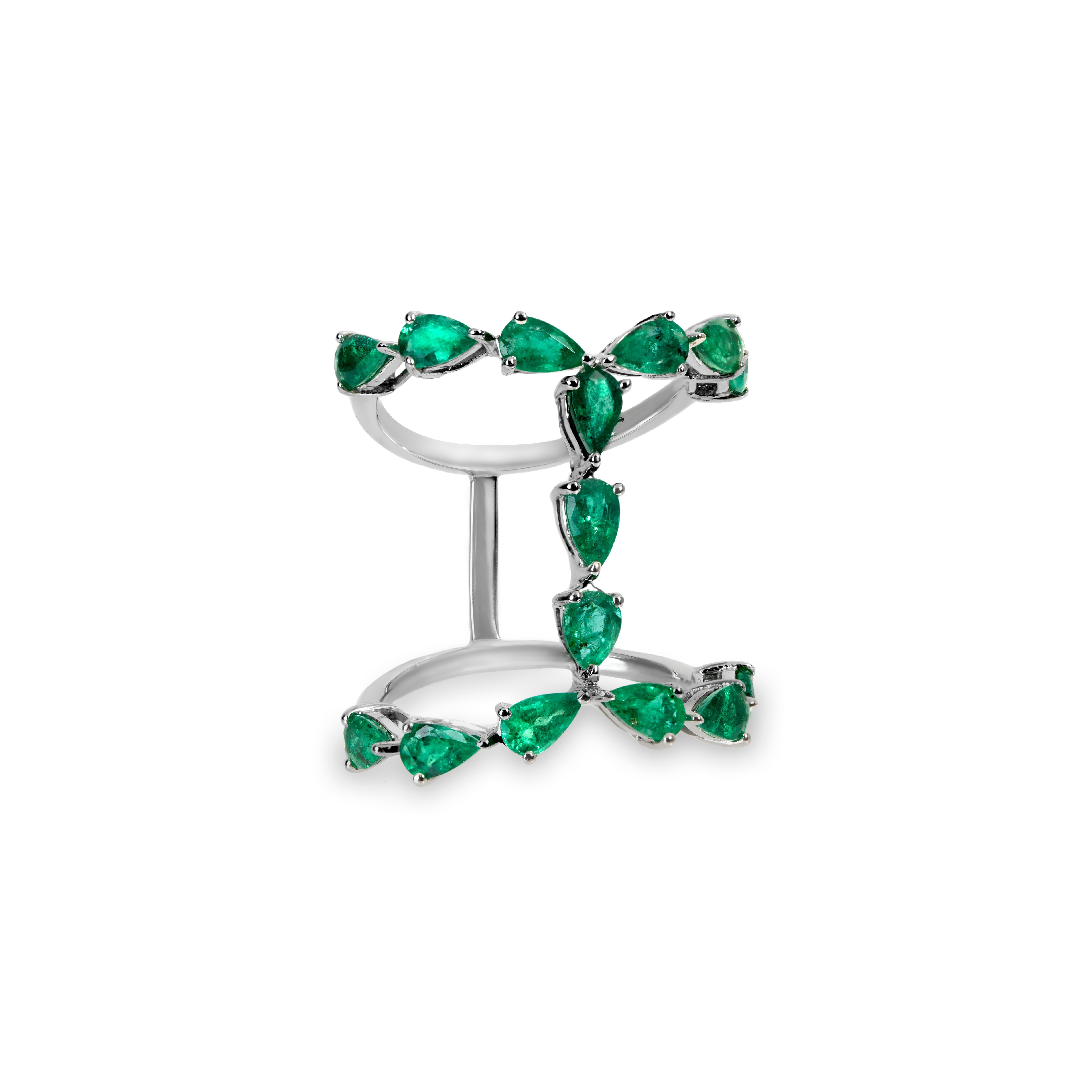 LONG EMERALD BAND RING - Soleil Fine Jewelry