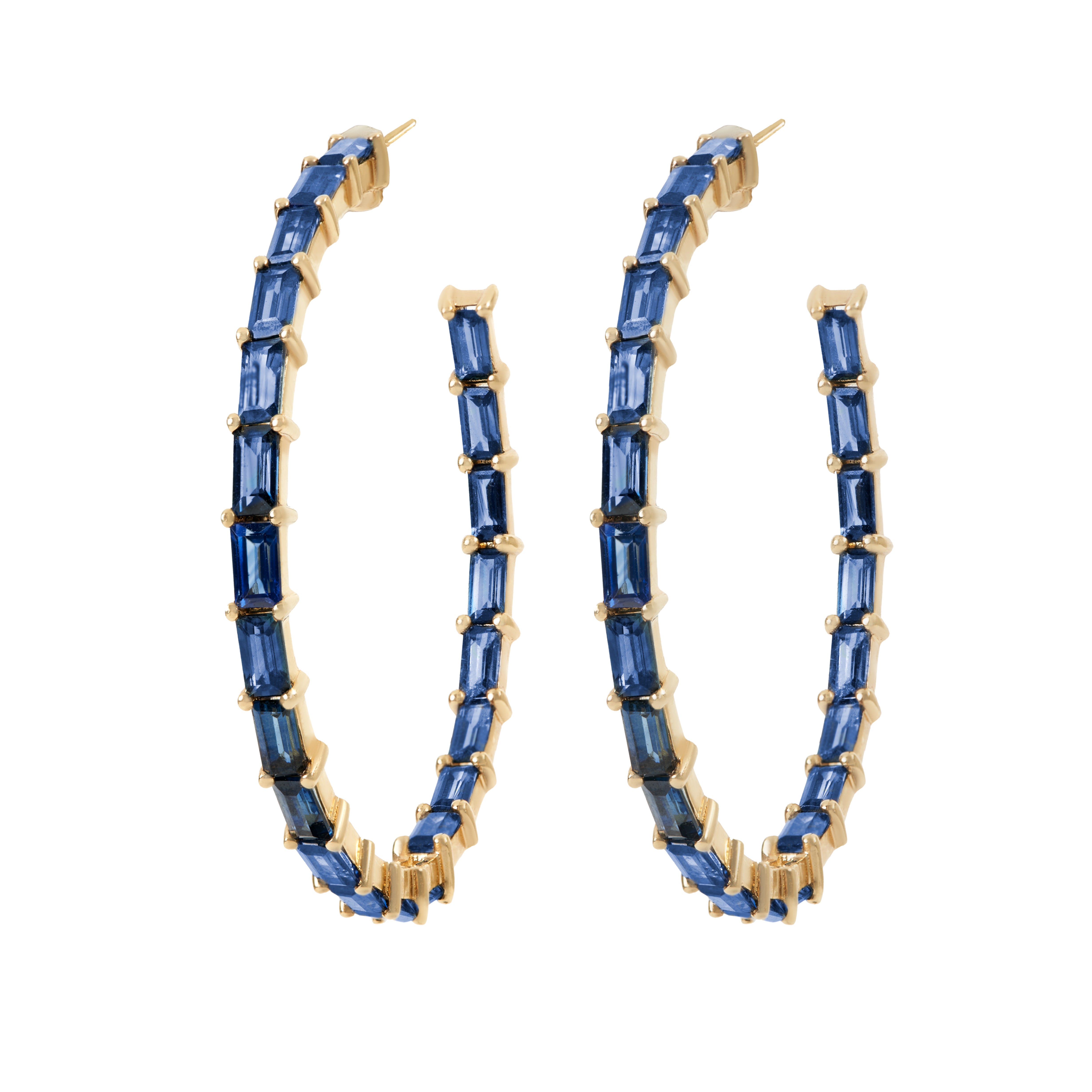 THE BAGUETTE SAPPHIRE HOOPS - Soleil Fine Jewelry