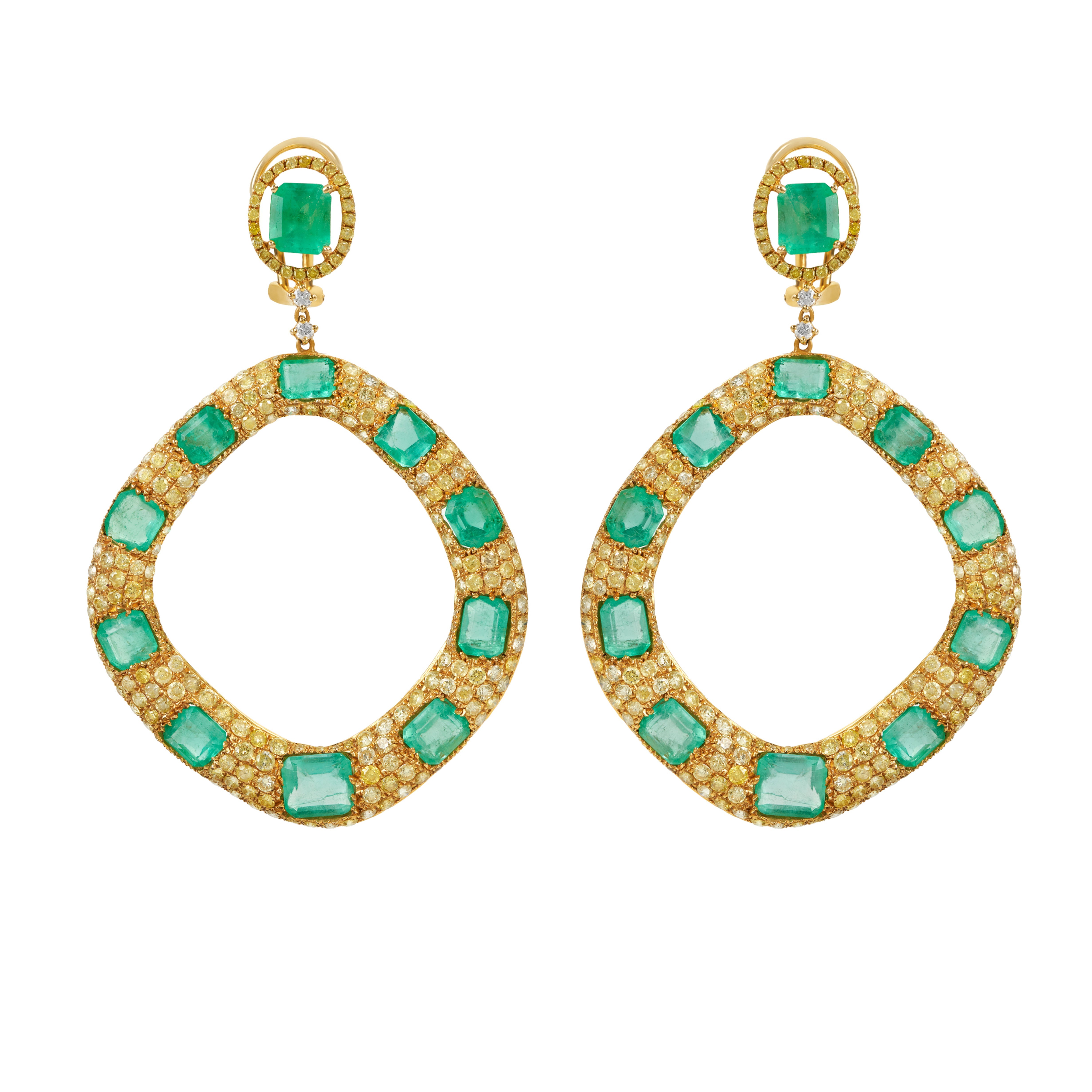 THE GLAM EMERALD HOOP EARRINGS - Soleil Fine Jewelry